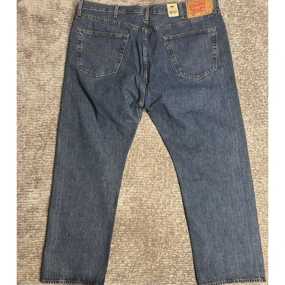 Levi's 501 Jeans Mens 44x30 Blue Denim Button Fly Original Fit Straight Leg NWT
